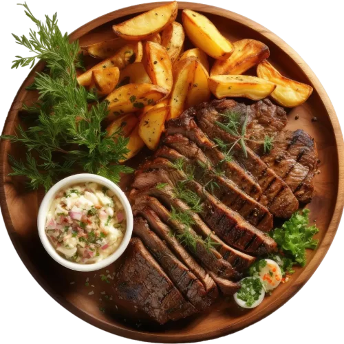 Grill steak meal fries